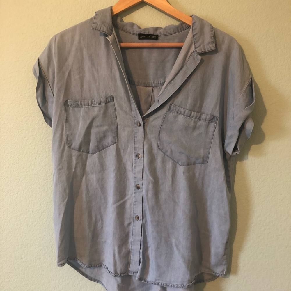 Jean short sleeve button down